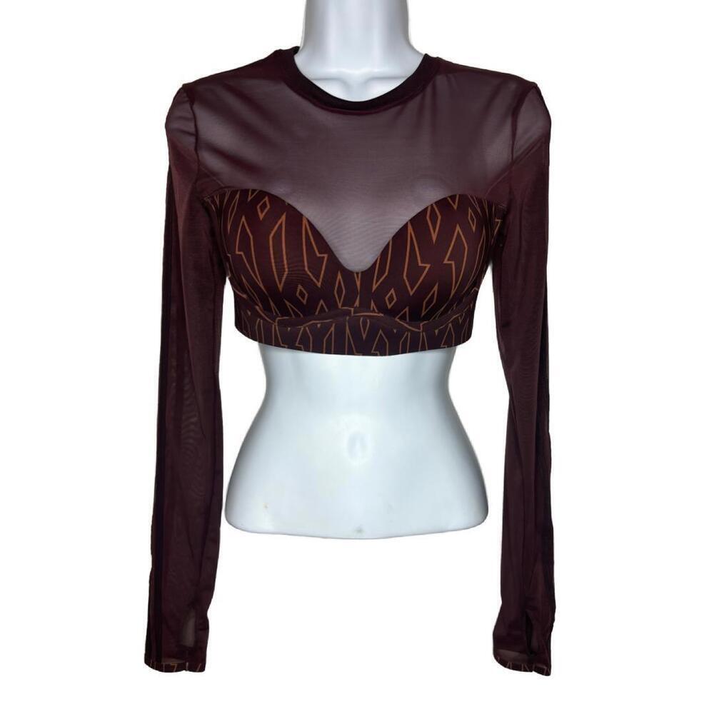 NWT IVY Park Adidas Women's Sz S Mesh Monogram Cropped Top (1603)